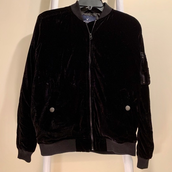Black Velvet Bomber Jacket - Picture 1 of 5